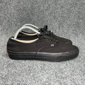 Vans Authentic Shoes Men's Size 9.5 Black Canvas Low Lace Athletic Skate Sneaker